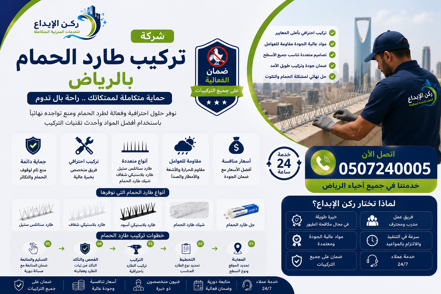 شركة تركيب طارد الحمام بالرياض